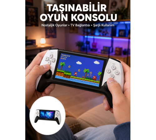 Kompakt ve Hafif Retro Oyun Konsolu 1000 Klasik Oyun Dahil