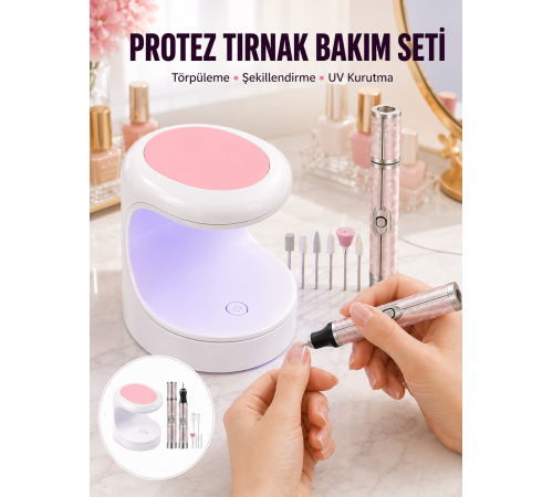 20.000 RPM Tırnak Matkabı + Mini LED Oje Kurutma Cihazı Seti Yeni Nesil