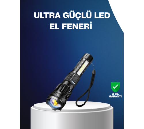Şarjlı El Feneri Yüksek Işık Gücü Uzun Menzil
