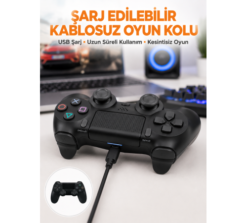 PS4 Uyumlu Kablosuz Oyun Kolu – Titreşimli, Şarjlı ve Ergonomik Yeni Nesil
