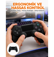Kablosuz PS4 Oyun Kolu – Çift Titreşimli Motor, Uzun Pil Ömrü ve Hassas Kontrol Yeni Nesil