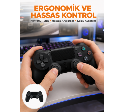 Kablosuz PS4 Oyun Kolu – Çift Titreşimli Motor, Uzun Pil Ömrü ve Hassas Kontrol Yeni Nesil
