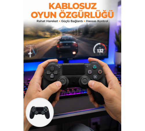 PS4 Uyumlu Kablosuz Oyun Kolu – Gerçekçi Titreşimli Geri Bildirim Yeni Nesil
