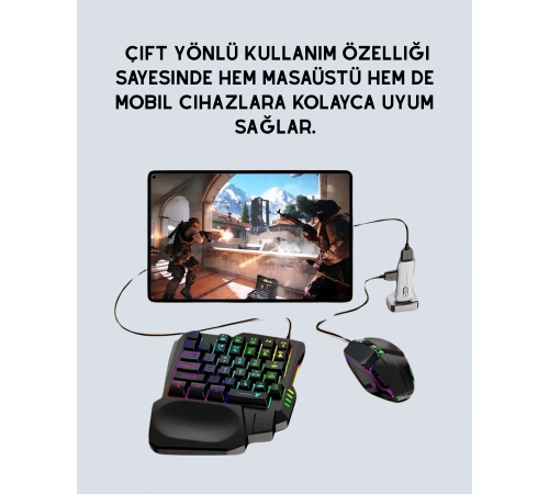 Tak-Çalıştır Mobil Oyun Ekipmanları Seti – Klavye Mouse Dahil