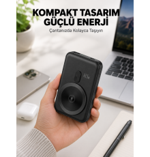 Manyetik Kablosuz Powerbank 22.5W Hızlı Şarj LCD Göstergeli Yeni Nesil
