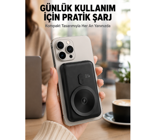 MagSafe Uyumlu Kablosuz Powerbank Taşınabilir Hızlı Şarj Yeni Nesil