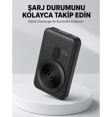 LCD Ekranlı Kablosuz Powerbank Type C ve USB Çıkışlı Yeni Nesil