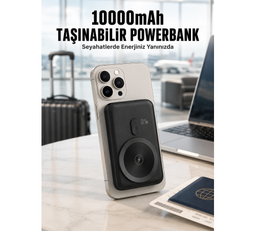 22.5W Hızlı Şarj Destekli Manyetik Powerbank Kompakt Tasarım Yeni Nesil