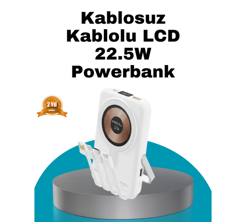 Manyetik Kablosuz Powerbank 22.5W Hızlı Şarj LCD Ekranlı
