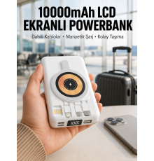 LCD Göstergeli Manyetik Powerbank Type C USB Girişli Yeni Nesil