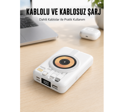 MagSafe Uyumlu Kablosuz Powerbank Hızlı Şarj Özellikli Yeni Nesil
