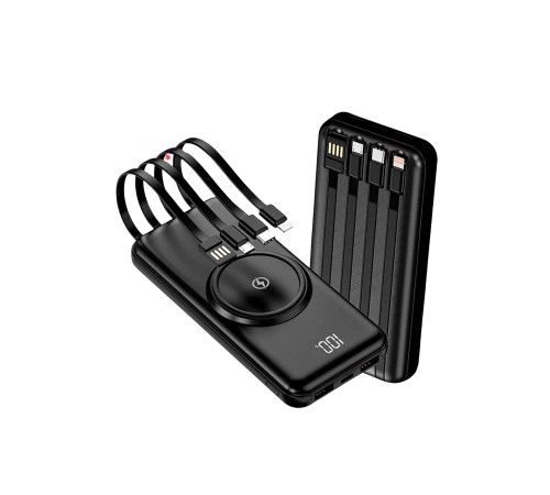 Kablosuz Çoklu Şarj Girişli 10.000 Mah Kablolu Powerbank Taşınabilir