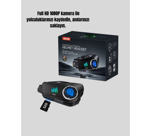 Q28 Kameralı Motosiklet Kask Kulaklık Bluetooth 5.3 Su Geçirmez 1080P HD Yeni Nesil