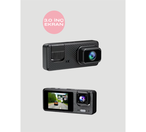 3 Kanallı Araç Kamerası – Full HD 1080P Kayıt, 2” Ekran, Park Gözetimi Desteği Yeni Nesil