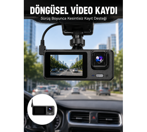 Full HD 3 Kanallı Araç Kamerası – Akıllı Çözümlerle Sürüş Yeni Nesil