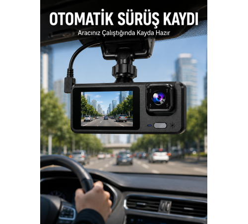 3 Kameralı DVR Araç Kamerası – Tam Güvenlik, Tam Kapsama Yeni Nesil