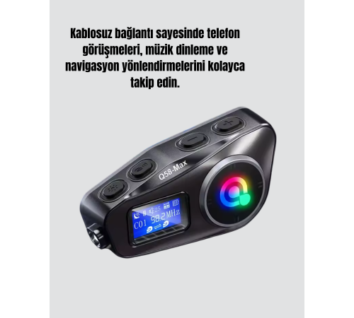 LCD Ekranlı Bluetooth Kask Kulaklığı FM Radyo ve SD Kart Girişli