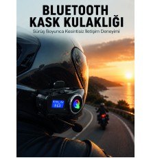 LCD Ekranlı Bluetooth Kask Kulaklığı FM Radyo ve SD Kart Girişli
