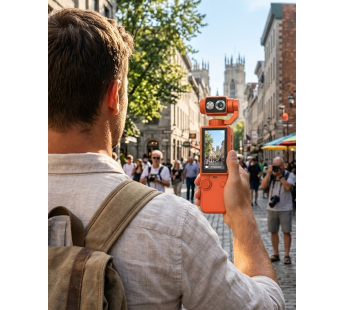 Kompakt 4K Gimbal Kamera 180 Derece Döner Başlık Stabil Video ve Vlog Uyumlu