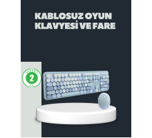 Retro Daktilo Stilli Kablosuz Klavye Mouse Seti – Sessiz ve Şık