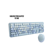Kablosuz Klavye Mouse Seti mavi