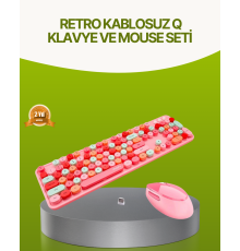 Bluetooth Retro Kablosuz Klavye ve Mouse Seti – 3 Cihaz Bağlantılı, Sessiz Tuş, Uzun Pil Ömrü