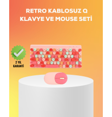 Renkli Retro Tuş Takımlı Klavye – 3 Cihaz Bağlantısı, Medya Kısayol Tuşları