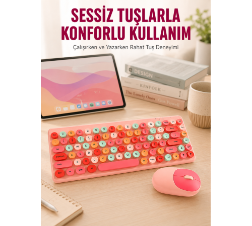 Retro Tarz Bluetooth 5.1 Klavye – Win/OSX/Android/iOS Uyumlu Yeni Nesil