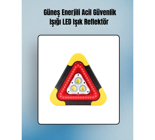 Solar Şarjlı Üçgen LED Park ve İkaz Lambası