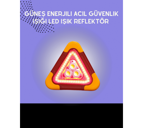 Solar Şarjlı Üçgen LED Park ve İkaz Lambası