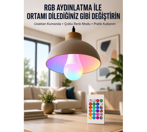 Ambiyans Aydınlatma RGB Led Lamba Kumandalı Renk Değiştirebilen