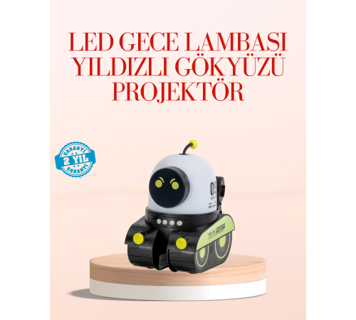 Robot Tasarımlı Bluetooth Hoparlörlü Yıldızlı Gökyüzü Projektör