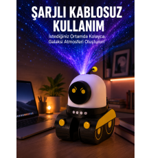 Robot Tasarımlı Bluetooth Hoparlörlü Yıldızlı Gökyüzü Projektör Yeni Nesil