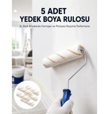 5’li Mini Rulo Boya Seti Duvar Tavan Emülsiyon Uygulama