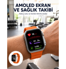 Akıllı Saat Unısex Zarif Görünümlü Titanyum Kasa Amoled Ekran Müzik Dinleme Yeni Nesil