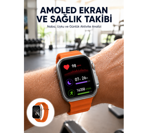 Akıllı Saat Unısex Zarif Görünümlü Titanyum Kasa Amoled Ekran Müzik Dinleme Yeni Nesil