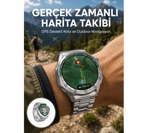 Premium Amoled Akıllı Saat GPS Harita Desteği Bluetooth Arama Sağlık Takipli Yeni Nesil