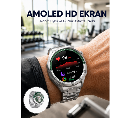 Amoled Smartwatch Harita Modlu Bluetooth Aramalı 3 Değiştirilebilir Kayışlı Yeni Nesil