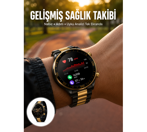 3 Bileklikli Amoled Akıllı Saat Bluetooth Çağrı ve Sağlık Takipli Yeni Nesil