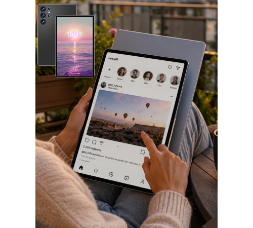 10.1 İnç Android Tablet 16GB RAM 1TB Depolama Klavyeli Tablet Seti