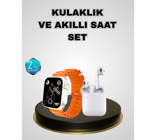 S8 Ultra Akıllı Saat ve Bluetooth Kablosuz Kulaklık 2’li Set