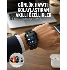 Yeni Nesil Akıllı Saat Müzik Dinleme Bildirim Görme Sesli Asistan Desteği Yeni Nesil
