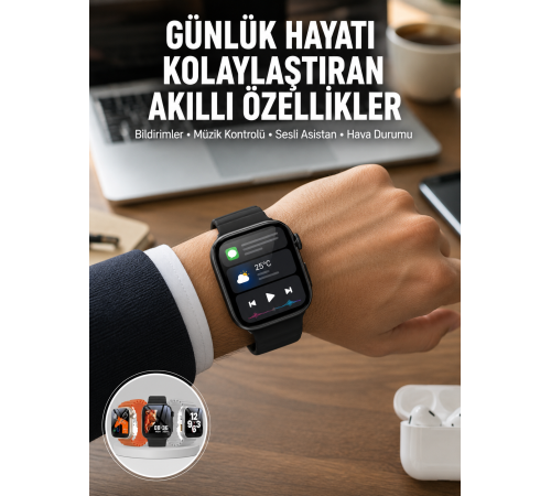 Yeni Nesil Akıllı Saat Müzik Dinleme Bildirim Görme Sesli Asistan Desteği Yeni Nesil