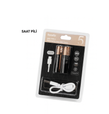 USB Type-C Girişli Şarjlı AA Lityum Pil | 1.5V Sabit Çıkış | 3200mWh (2'li Paket)