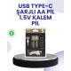 Yüksek Performanslı AA USB Şarjlı Lityum Pil | 1.5V Sabit Güç | 2’li Paket