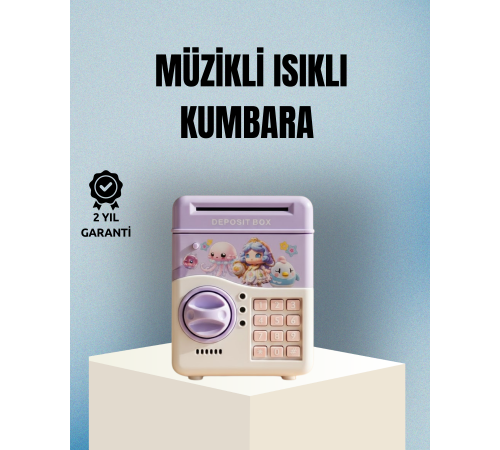Işıklı Sesli Şifreli Otomatik Para Çeken Kumbara Mor