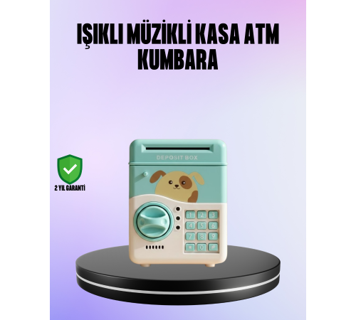 Su Yeşili Elektronik Şifreli ATM Tasarımlı Para Biriktirme Kumbarası