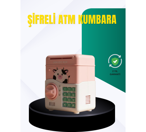 Pembe Şifreli Eğitici ATM Kasa Çocuk Kumbarası