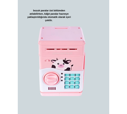 Çocuklar İçin Pembe ATM Görünümlü Elektronik Kumbara