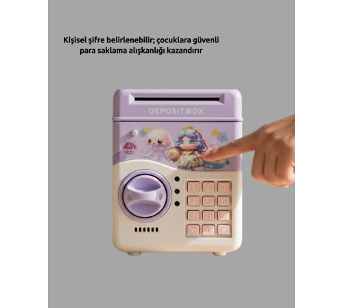 Mor Otomatik Para Girişli Elektronik Şifreli Kumbara